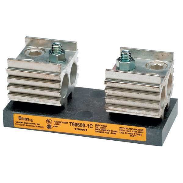 Eaton Bussmann Open Fuse Block, T UL Class, 600V AC/DC Volt Rating, 1 Poles, Box Lug - T60600-1C