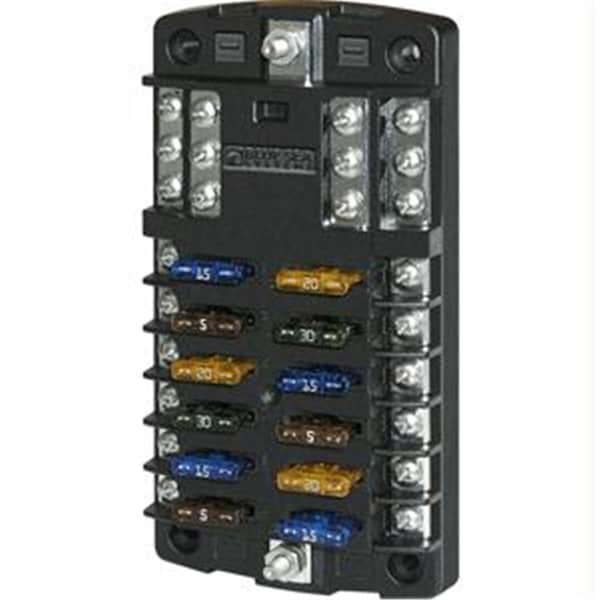 Blue Sea Systems Blue Sea  ST Blade Fuse Block w/out Cover - 12 Circuit w/ Negative Bus - 5031