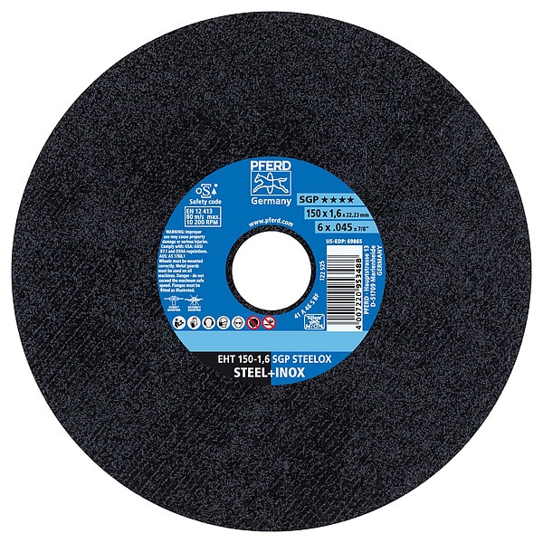 Disco de corte Pferd de 6" x .045", 7/8" A.H. - SGP STEELOX - Tipo 1 - 69865.