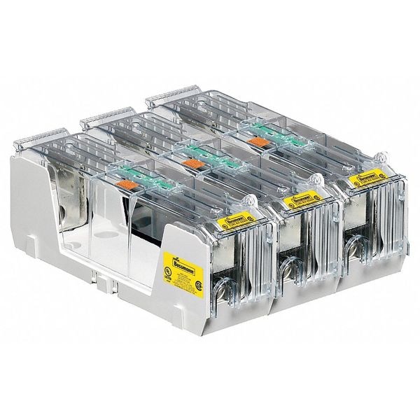 Eaton Bussmann Open Fuse Block, H; K5 UL Class, 3 Poles, 225 to 400A Amp Range, 600V AC/DC Volt Rating - HM60400-3CR
