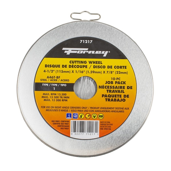 Forney Paquete de 10 ruedas cortadoras de metal de 4-1/2 pulgadas Forney 71847 - 71217