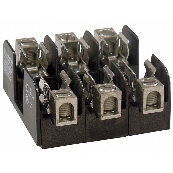 Mersen Open Fuse Block, H; K5 UL Class, 3 Poles, 0 to 30A Amp Range, 250V AC/DC Volt Rating - 20358