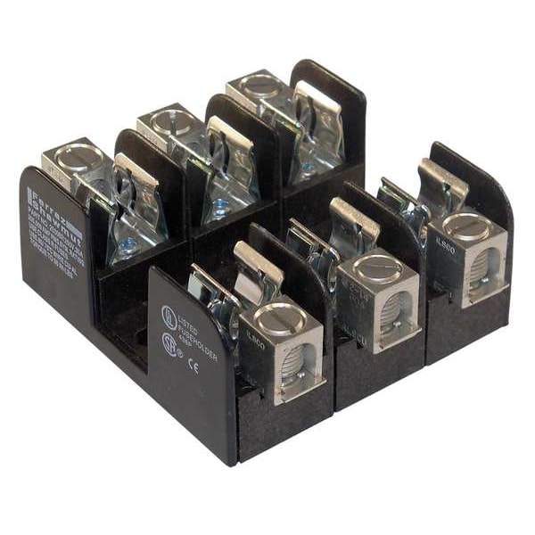 Mersen Open Fuse Block, R UL Class, 3 Poles, 0 to 30A Amp Range, 250V AC/DC Volt Rating - 20358R