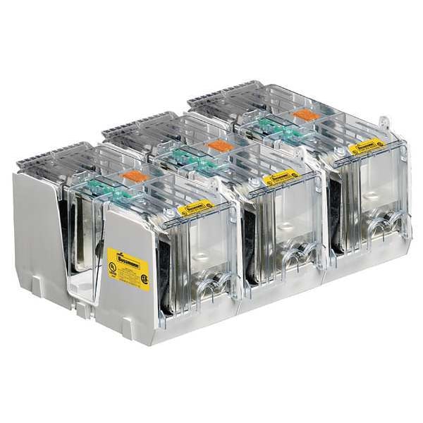 Eaton Bussmann Open Fuse Block, J UL Class, 600V AC/DC Volt Rating, 3 Poles, Box Lug - JM60600-3CR