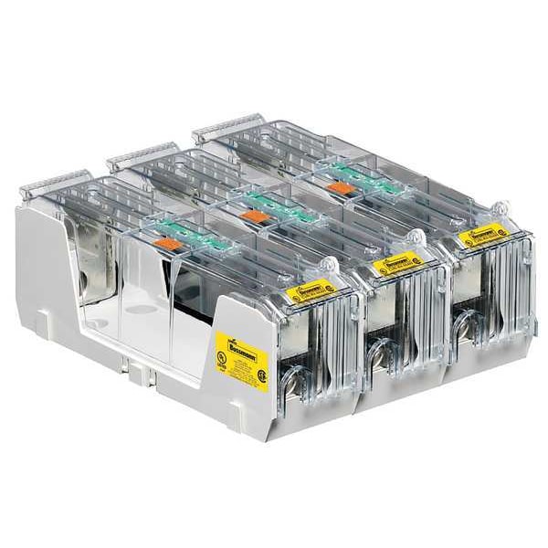 Eaton Bussmann Open Fuse Block, 225 to 400A Amp Range, 600V AC/DC Volt Rating, 3 Poles, Box Lug - RM60400-3CR