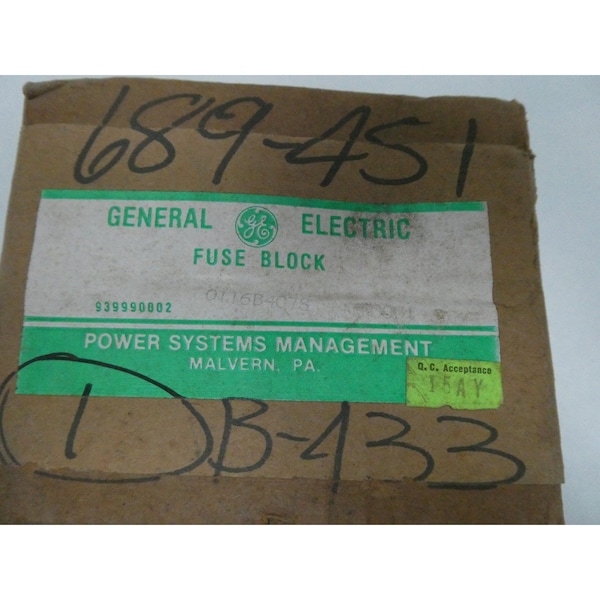 Ge Open Fuse Block, 2 Poles, 250V AC Volt Rating - 0116B4078 G0001