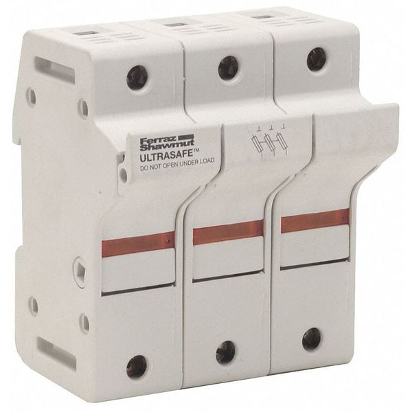 Mersen Finger Safe Fuse Block, J UL Class, 3 Poles, 31 to 60A Amp Range, 600V AC/DC Volt Rating - US6J3I