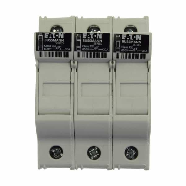 Eaton Bussmann Finger Safe Fuse Block, 0 to 30A Amp Range, 600V AC/DC Volt Rating, 3 Poles, Box Lug; Clamp - CHCC3DU