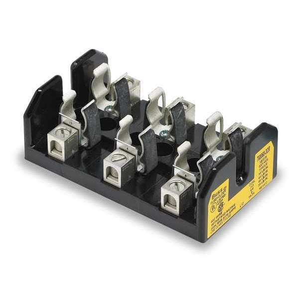 Eaton Bussmann Open Fuse Block, T UL Class, 3 Poles, 31 to 60A Amp Range, 600V AC/DC Volt Rating - T60060-3CR