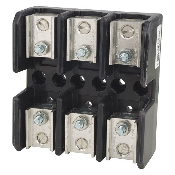 Eaton Bussmann Open Fuse Block, T UL Class, 3 Poles, 61 to 100A Amp Range, 600V AC/DC Volt Rating - T60100-3C