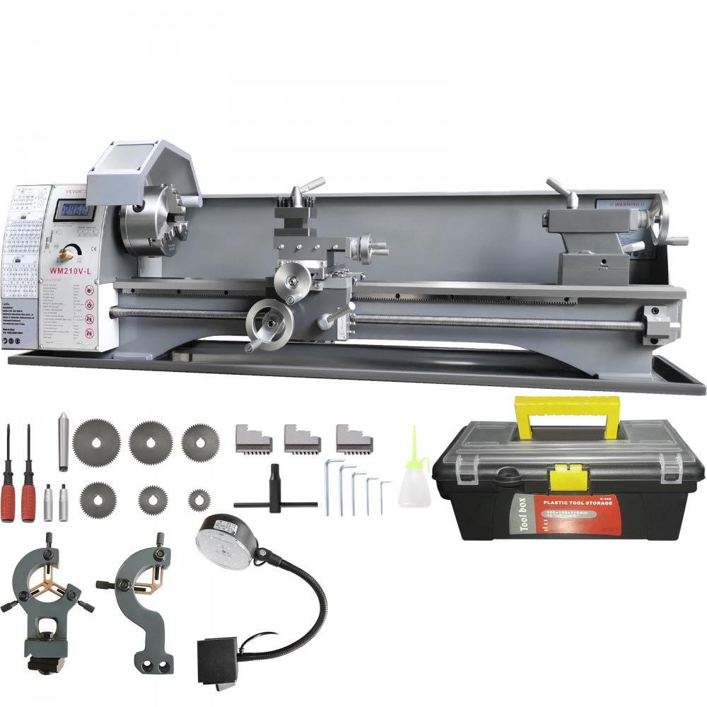 VEVOR Metal Lathe Machine, 8.3'' x 29.5'', Precision Benchtop Power Metal Lathe, 0-2500 RPM Continuously Variable Speed, 750W Brushless Motor Metal Gears, with Tool Box for Processing Precision Parts - TSJSCCWSDJ210EZH9V1