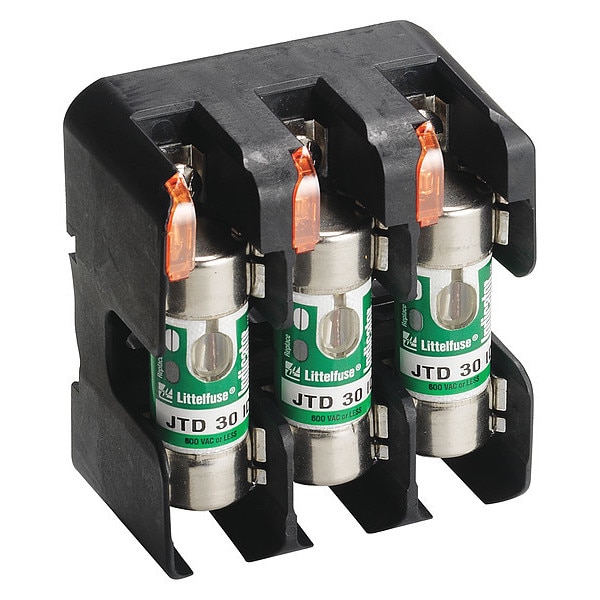 Littelfuse Open Fuse Block, 31 to 60A Amp Range, 600V AC/DC Volt Rating, 3 Poles, Box Lug - LFJ600603CID