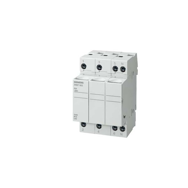 Siemens FUSE HOLDER, 3-POLE+N, 32A, 10X38MM FUSE - 3NW7063
