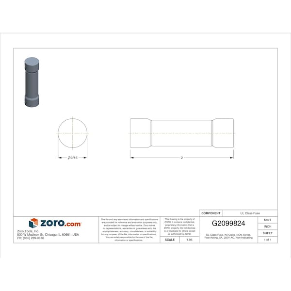 Eaton Bussmann UL Class Fuse, K5 Class, Fast-Acting, 5A, 250V AC, Non-Indicating - NON-5