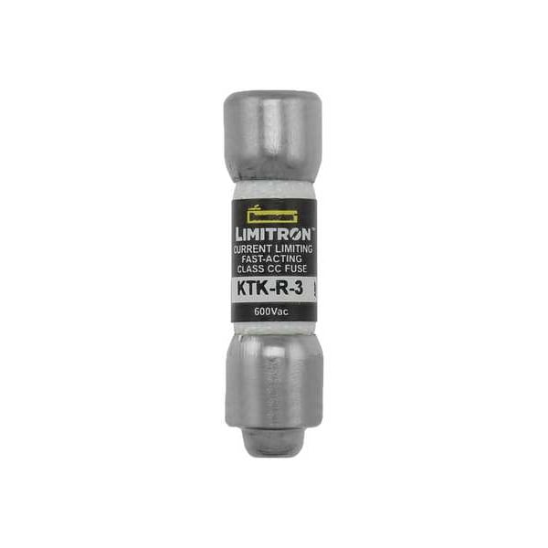 Eaton Bussmann UL Class Fuse, CC Class, Fast-Acting, 3A, 600V AC, Non-Indicating - KTK-R-3