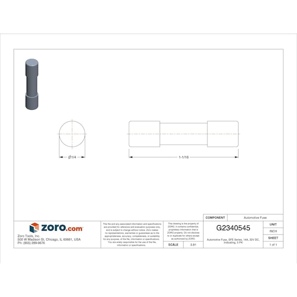 Eaton Bussmann Automotive Fuse, SFE Series, 14A, 32V DC, Indicating, 5 PK - SFE-14