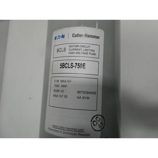 Eaton Cutler-Hammer MOTOR CIRCUIT CURRENT LIMITING HIGH VOLTAGE FUSE 750E AMP 5.08KV MEDIUM VOLTAGE FUSE - 5BCLS-750E