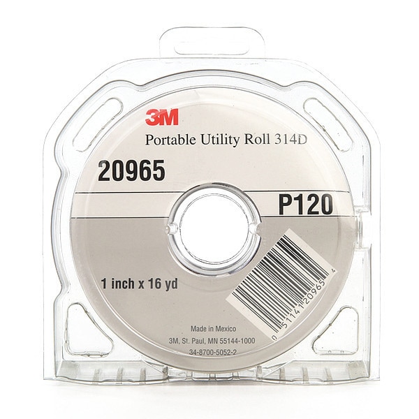 Rollo de tela de utilidad 3M, 1"x50yd, Grano P120, Paquete de 5 - 7000118512