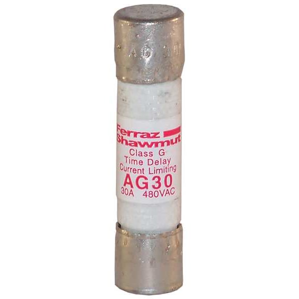 Mersen UL Class Fuse, G Class, AG Series, Time-Delay, 30A, 480V AC, Non-Indicating - AG30