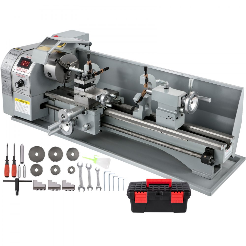 VEVOR Metal Lathe 8.7 x 29.5 Inch/220 x 750MM Mini Metal Lathe 1100W Infinitely Variable Speed Mini Lathe Machine LED Screen for Counter Face Turning Driling - JSMNCC220X750-001V1