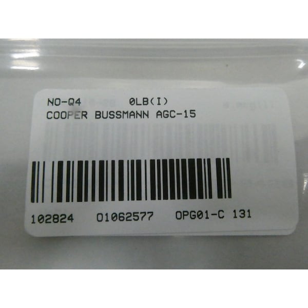Eaton Bussmann 15A AMP 32V-AC CARTRIDGE FUSE, 50PK - AGC-15
