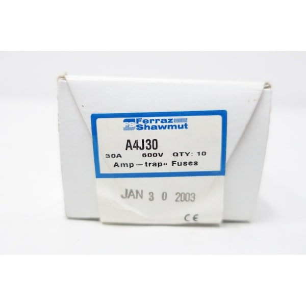 Ferraz Shawmut 30A AMP 600V-AC CARTRIDGE FUSE, 10PK - A4J30