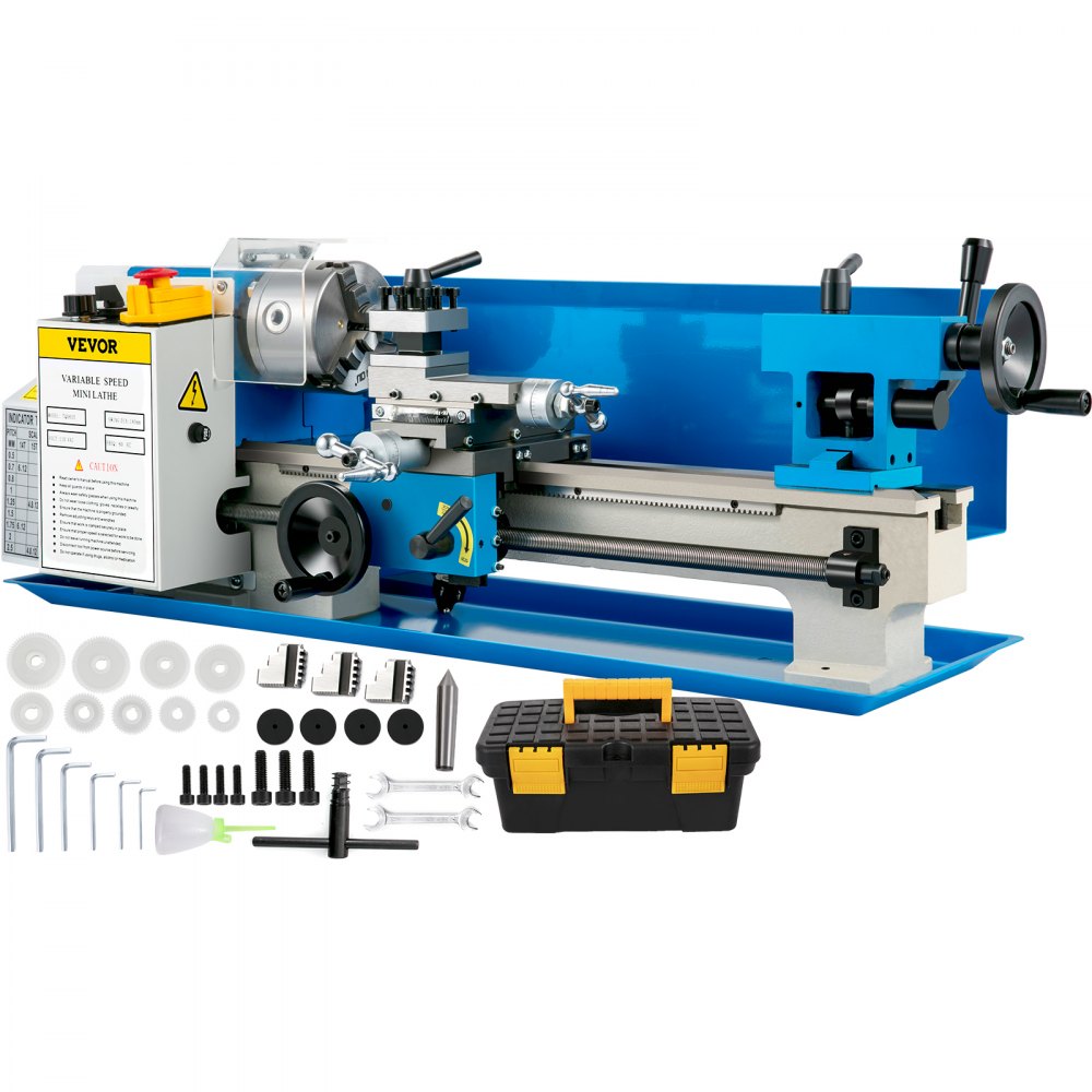 VEVOR Metal Lathe 7" x 14",Mini Metal Lathe 0-2500 RPM Variable Speed,Mini Lathe with 4" 3-jaw Chuck,Bench Top Metal Lathe, Benchtop Lathe, for Various Types of Metal Turning - 0618WXCC000000001V1