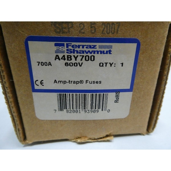 Ferraz Shawmut AMP-TRAP L 700A AMP 600V-AC BLADE FUSE - A4BY700