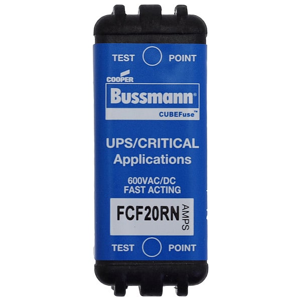Eaton Bussmann Glass Fuse, FCF Series, Fast-Acting, 20A, 600V AC, 300kA at 600V AC, 50kA at 600V DC - FCF20RN