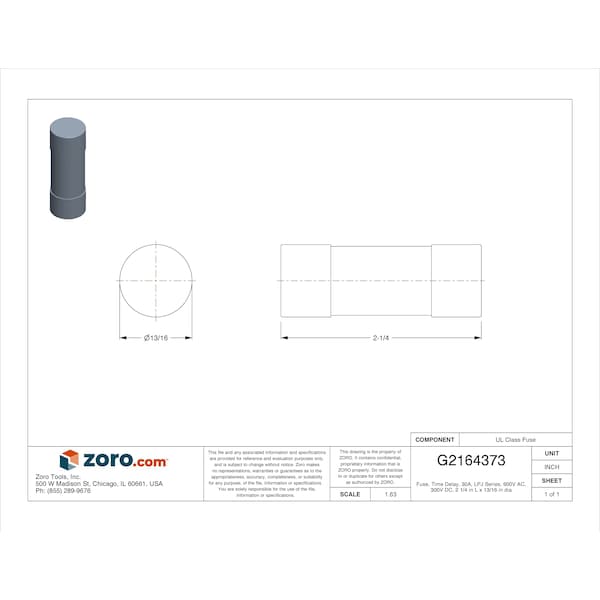 Eaton Bussmann UL Class Fuse, J Class, Time-Delay, 30A, 600V AC, Non-Indicating - LPJ-30SP