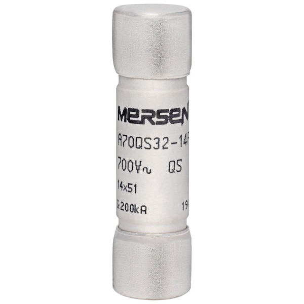 Mersen Semiconductor Fuse, A70QS-14F Series, 32A, Fast-Acting, 690V AC, Cylindrical - A70QS32-14F