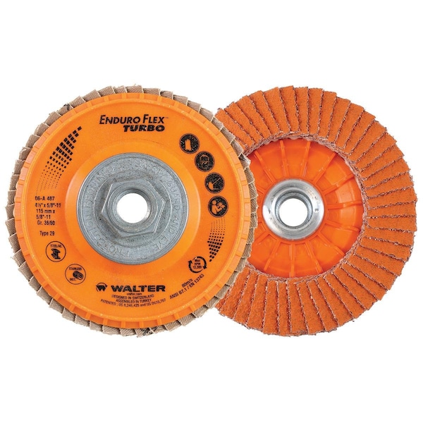 Walter Surface Technologies Enduro Flex Turbo 4-1/2 in. x 5/8-11 T29 Grit 36/60 - 06A487