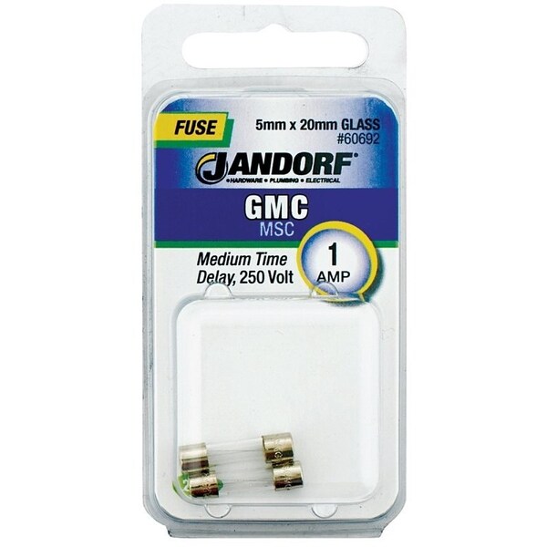 Jandorf Time Delay Fuse, 1 A, 250 V, 35 A, 10 kA Interrupt, Glass Body - 60692