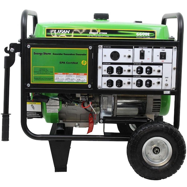 Lifan Energy Storm 6,600W Gasoline Powered Electric Start Portable Generator - ES6600E