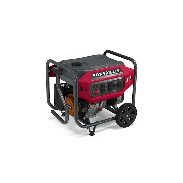 Powermate Portable Generator, Gasoline, 6,000 W Rated, 7,500 W Surge, Recoil Start, 120/240V AC, 50/25 A - P0081600