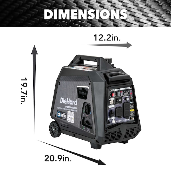 Diehard Inverter Generator, Gasoline, Propane, Recoil, Electric, Remote Start, 120V, 37.5/41.6 A A - DHD5000BISRCO