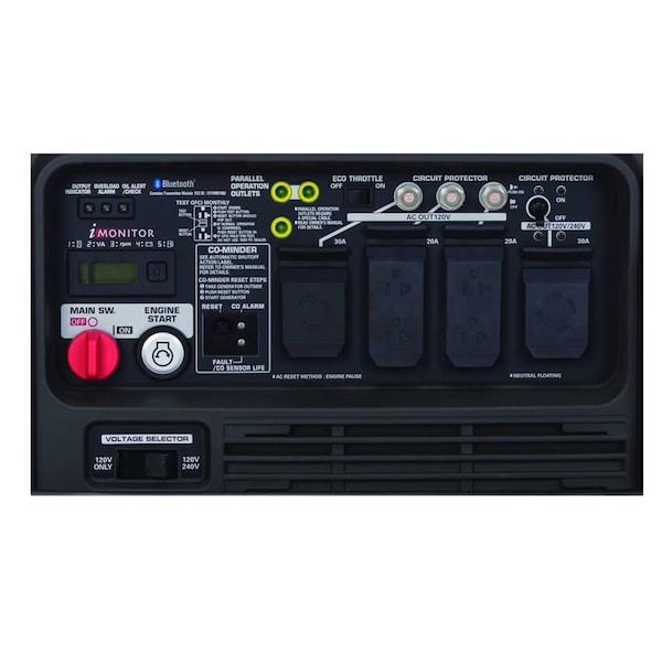 Honda Portable Generator, Gasoline, 5,500 W Rated, 7,000 W Surge, Electric, Recoil Start, 120/240V AC - EU70001AN