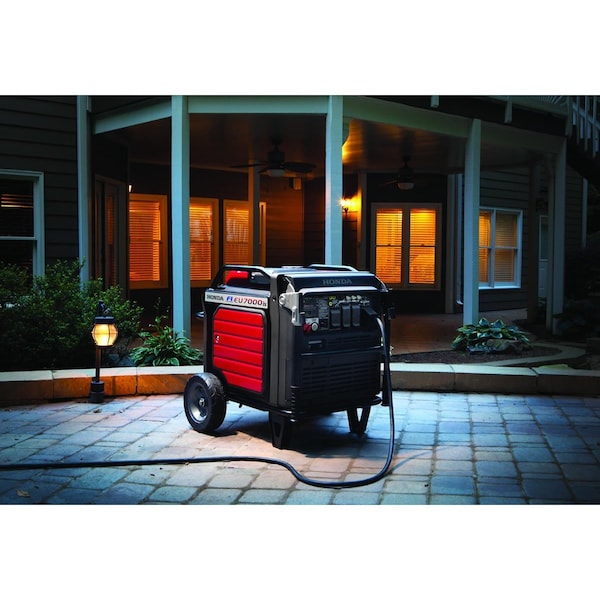 Honda Portable Generator, Gasoline, 5,500 W Rated, 7,000 W Surge, Electric, Recoil Start, 120/240V AC - EU70001AN