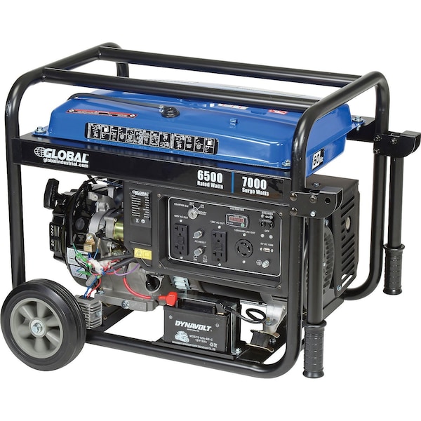 Global Industrial Portable Generator, 6,500 W Rated, 7,000 W Surge, 29 A A - 716174