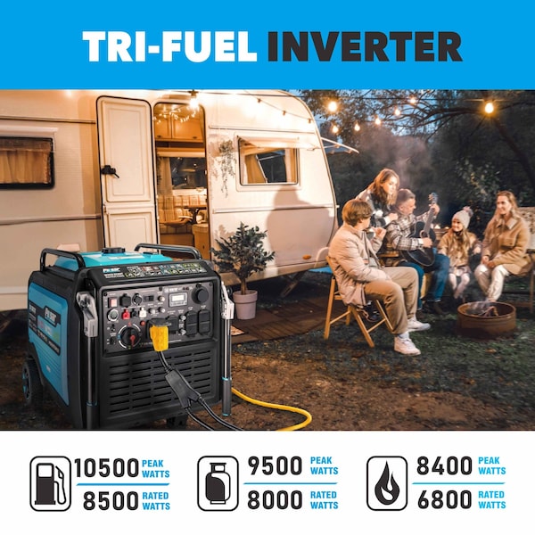 Pulsar Inverter Generator, Gasoline, Propane, Natural Gas, Recoil, Electric, Remote Start, 120V/240V - PG105TISRCO