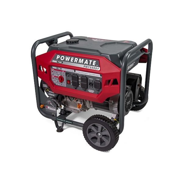 Powermate Portable Generator, Gasoline/Liquid Propane, 6,000 W/5,640 W Rated, 7,500 W/7,180 W Surge - P0081800