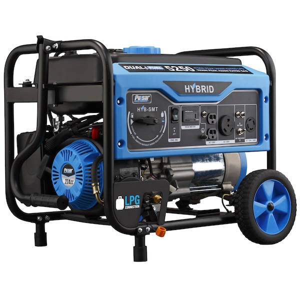 Pulsar Portable Generator, Gasoline/Liquid Propane, 4,750 W Rated, 5,250 W/4,250 W Surge, Recoil Start - PG5250B