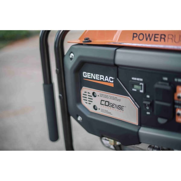 Generac Portable Generator, Gasoline, 6,500 W Rated, 8,125 W Surge, Recoil Start, 120/240V AC, 27.1 A - 7680