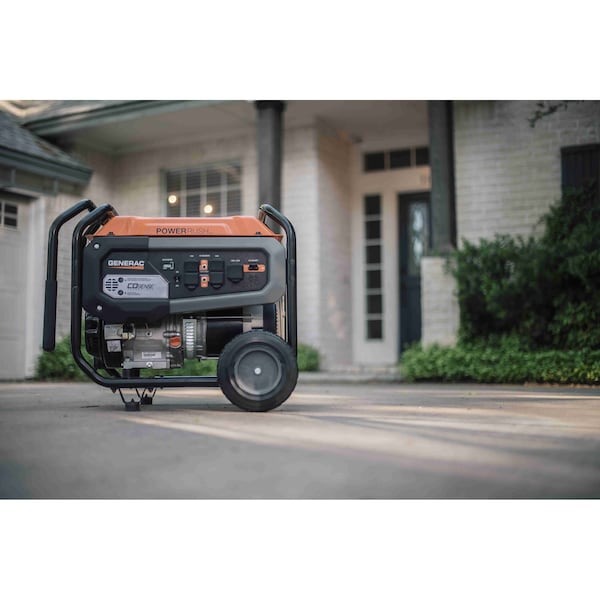 Generac Portable Generator, Gasoline, 6,500 W Rated, 8,125 W Surge, Recoil Start, 120/240V AC, 27.1 A - 7680