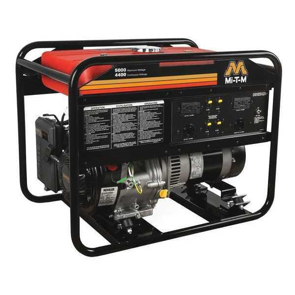 Mi-T-M Portable Generator, Gasoline, 4,400 W Rated, 5,000 W Surge, Recoil Start, 120/240V AC, 36.7/18.3 A - GEN-5000-0MK0
