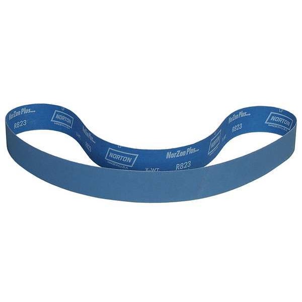 Norton Abrasives Sanding Belt, Recubierto, 2 1/2 pulgadas de ancho, 60 pulgadas de largo, 180 granos, Fino, Alúmina de Circonio, BlueFire R823P, Azul - 78072728682.
