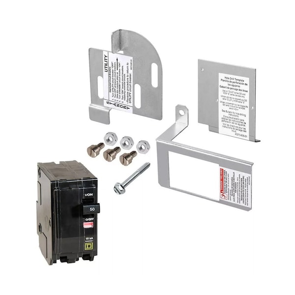 Liftcharger 8600-15000 Watt Generator Interlock Kit w/ Inlet Box and 50 Amp QO Breaker for Square D QO Panel - K50ASS-INL-QO250