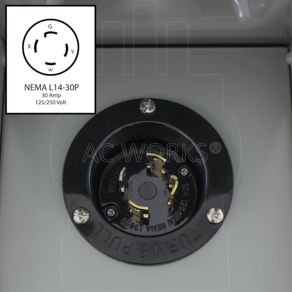 Ac Works 30A Locking 4-Prong L14-30 Heavy-Duty Generator Transfer Switch Inlet Box - ASL1430PBX