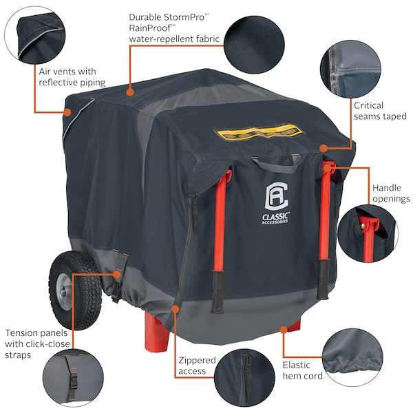 Classic Accessories StormPro RainProof Heavy-Duty Generator Cover, 29.25"L x 21"W x 19.25"H - 52-225-041001-EC