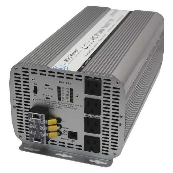 Aims Power Power Inverter, Modified Sine, 1,0000 W Peak, 5,000 W Continuous, 4 Outlets - PWRINV500024W